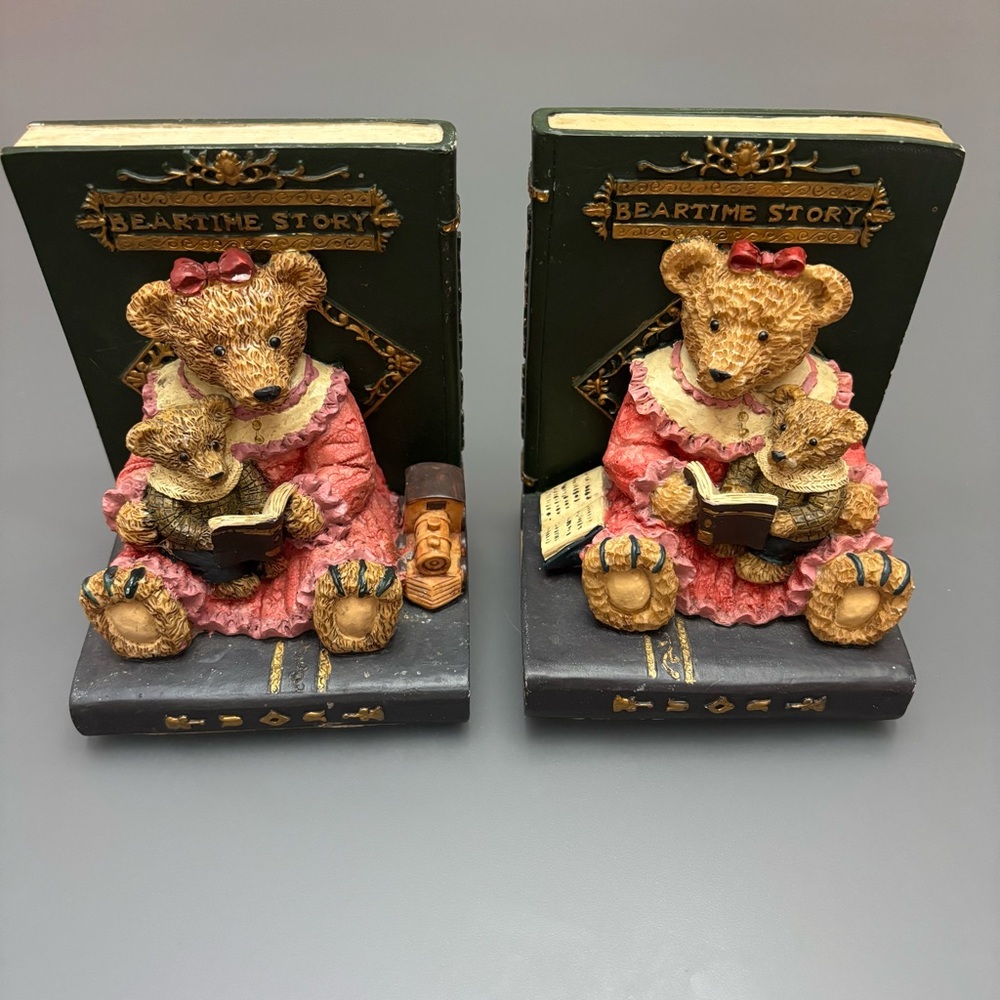 Bookends Teddy Bear Beartime Story Kids Room Decor Vintage 1980s Unique - FLAWS!